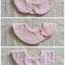 まるで付け襟❤️な360°リバーシブルスタイ。防水タイプ。petitプチフラワー総刺繍レース全2色❇︎受注生産品❇︎ 2枚目の画像