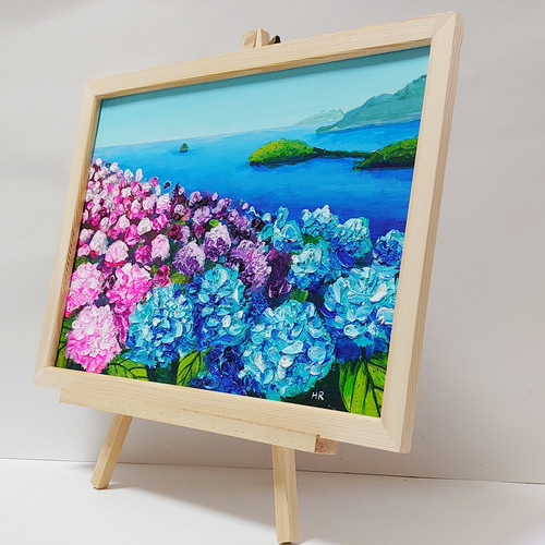 油絵 絵画 海のお花畑【A4】 絵画 HR 通販 13967296｜Creema