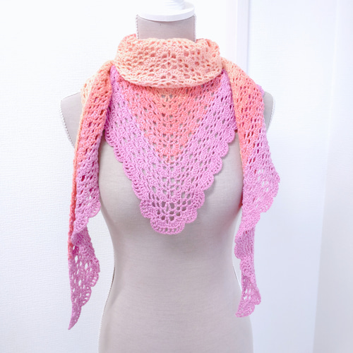 他店にて完売＊ショール 三角ショール バレエショール コットン 手編み