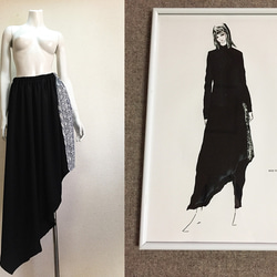 【1点もの・デザイン画付き】アシメトリーゴブラン織り切り替えスカート（KOJI TOYODA） 2枚目の画像