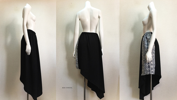 【1点もの・デザイン画付き】アシメトリーゴブラン織り切り替えスカート（KOJI TOYODA） 3枚目の画像