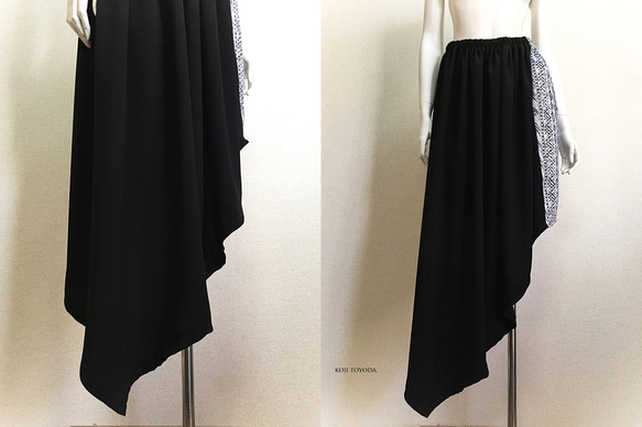 【1点もの・デザイン画付き】アシメトリーゴブラン織り切り替えスカート（KOJI TOYODA） 4枚目の画像