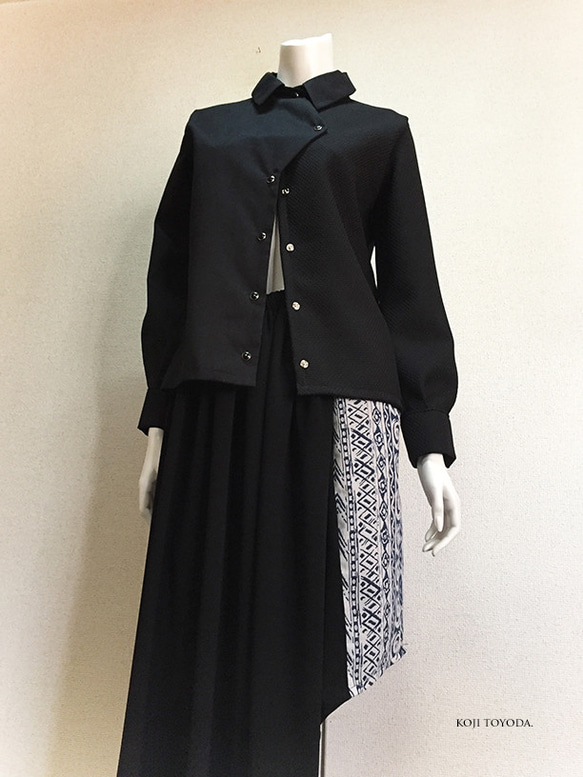 【1点もの・デザイン画付き】アシメトリーゴブラン織り切り替えスカート（KOJI TOYODA） 6枚目の画像
