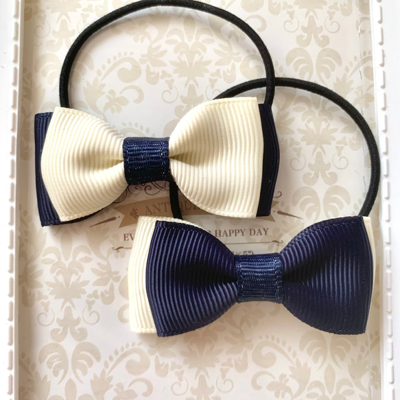 ベビーヘアクリップ⋈ヘアゴム❤︎ネイビー ベビーヘアクリップ