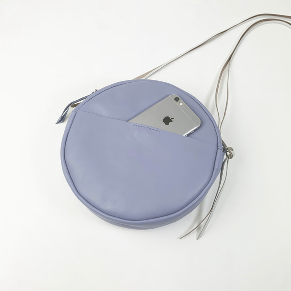 本革の丸型ショルダー　purple 6枚目の画像