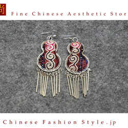 中國民族風復古手工苗銀刺繡耳環  #108 第3張的照片