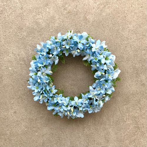 ネモフィラ風リース 夏リース 爽やか アーティフィシャルフラワー 造花
