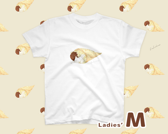チョコバナナクレープとネコぱんのTシャツ ホワイト 白 レディースMサイズ【短期発送】 5枚目の画像