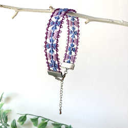 紫陽花　糸のブレスレット　ニャンドゥティ  水色の紫陽花 7枚目の画像