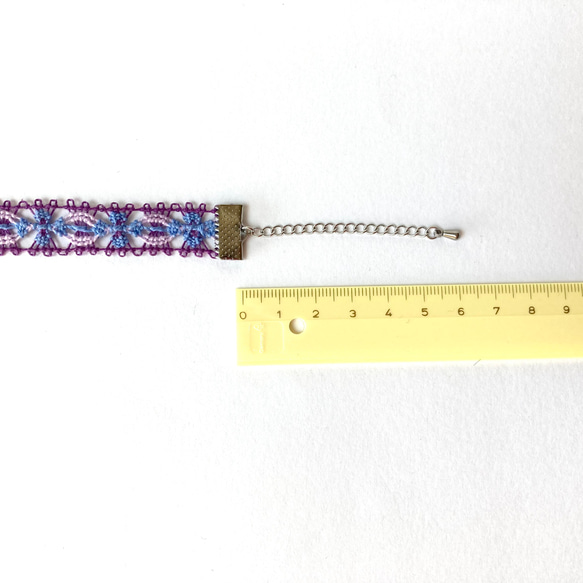 紫陽花　糸のブレスレット　ニャンドゥティ  水色の紫陽花 9枚目の画像