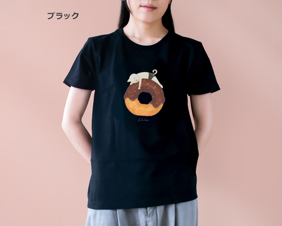 選べるチョコがけドーナツとネコぱんのTシャツ【受注制作】 5枚目の画像