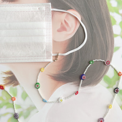 再販✴︎pop✴︎ミルフィオリのマスクストラップ【Hijiri】グラスコード　ガラス　マスクチェーン　Y2K 2枚目の画像