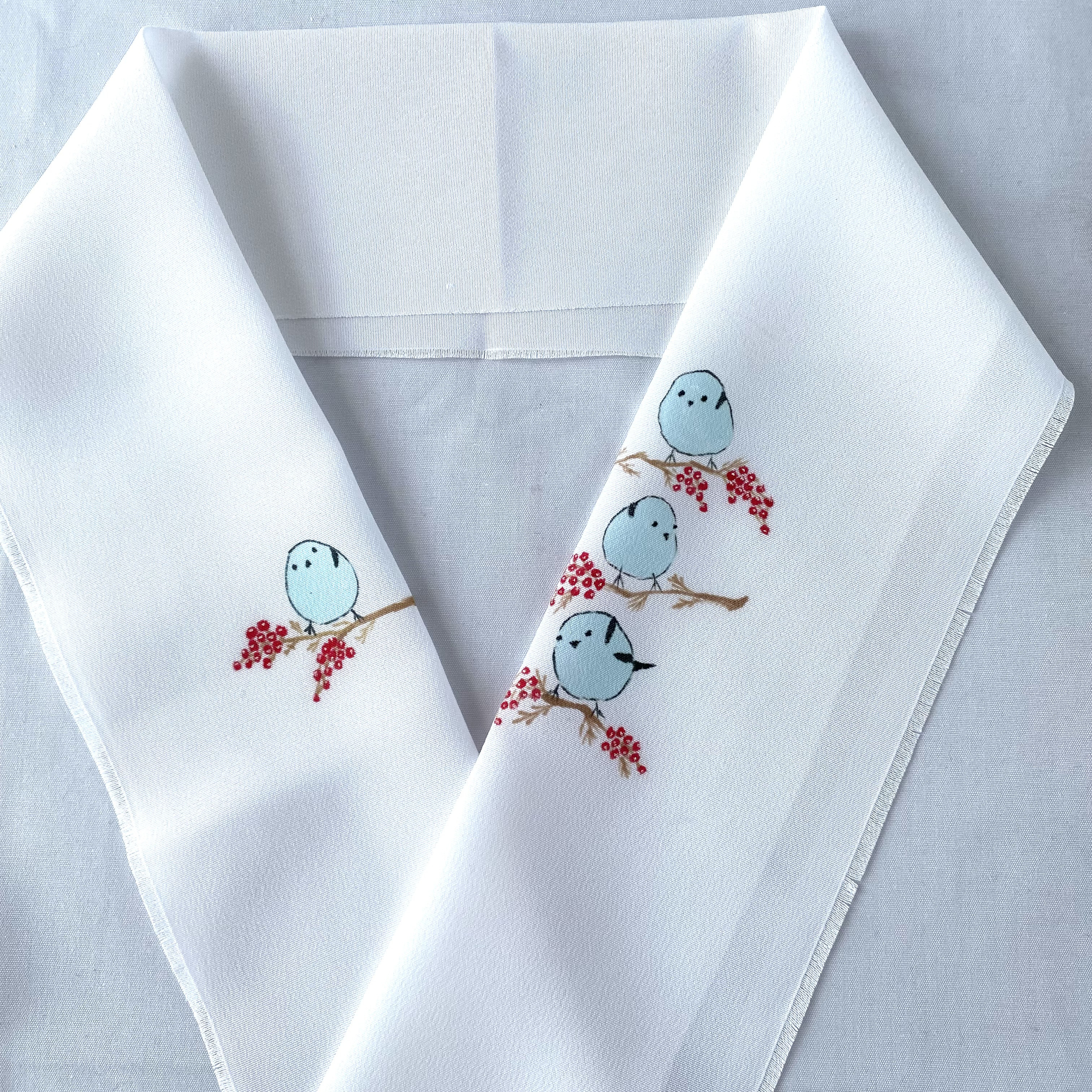 ☆シマエナガ☆ 受注生産 手描き半襟 和装小物（帯・半襟