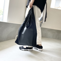 リサイクルポリエステル　Nプリント&メッシュポケット付　ショッピングバッグ【ホワイト】 16枚目の画像