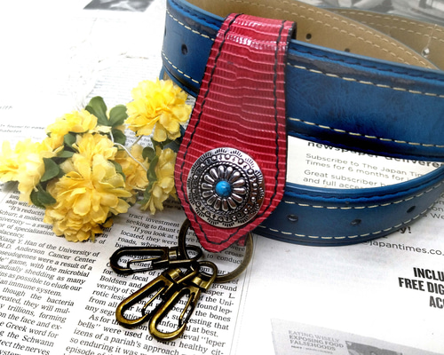 リザード 本トカゲ革】キーループ ベルトループ キーホルダー タイプ2