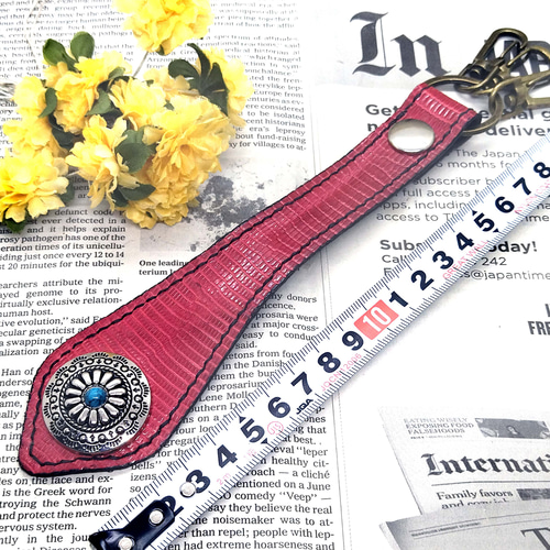 リザードへッド キーリング ベルトループ】 リザード 本トカゲ革