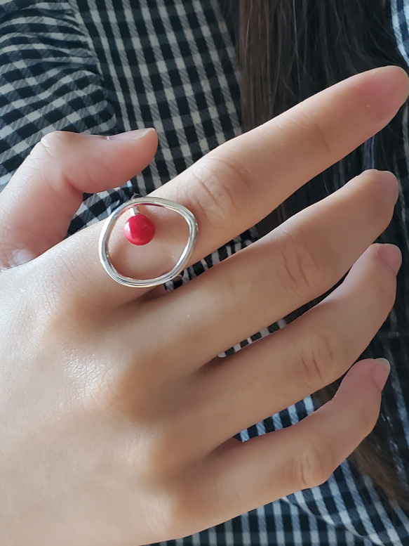 日本人気超絶の 赤珊瑚SV925シルバーサークルリングRS-07 指輪・リング and Ring アクセサリー