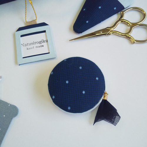 トランク型お裁縫箱とお裁縫道具のセット（ カルトナージュ、ブルー