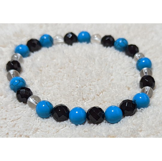 送料無料❣️ターコイズ・64面カットオニキス・水晶