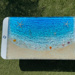 折りたたみガラスセンターテーブル　ブルームーンビーチ   珊瑚のラグーン　SEA  table リビングテーブル 8枚目の画像