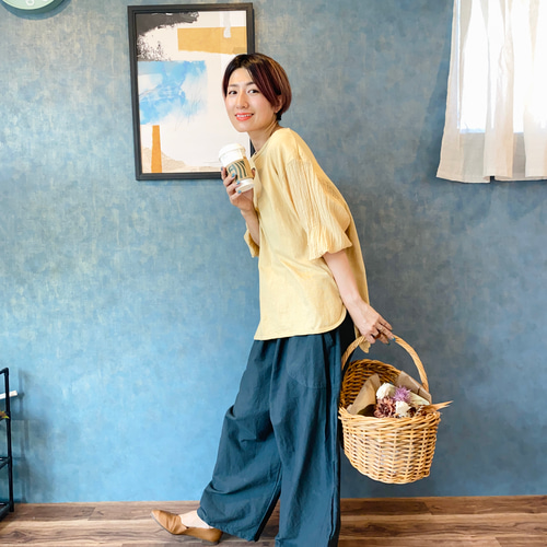 バルーンパンツ/ブラック/三河織物 キュロット・ワイドパンツ UZUiRO