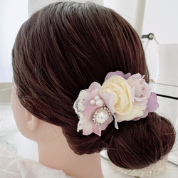 パープルローズヘアアクセサリー✿アーティフィシャルフラワー 2枚目の画像