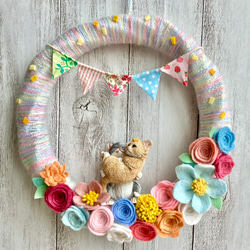 ひなまつりリース 桜リース ニットリース 毛糸玉リース さくら リース