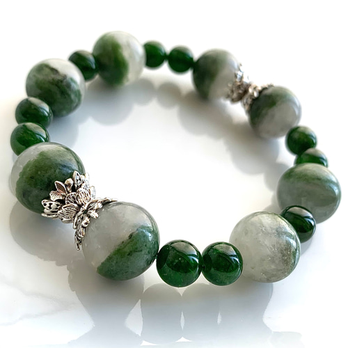 【高品質】クロムダイオプサイトブレスレット°・*:.。 高品質]クロムダイオプサイトブレスレット（約7.5mm玉） - 埼玉県吉川