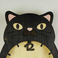「黒ねこ」木製掛け時計　 5枚目の画像