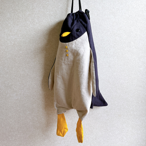 ペンギン＋巾着＝ペンギン着 BIGサイズ□リュックにもショルダー  
