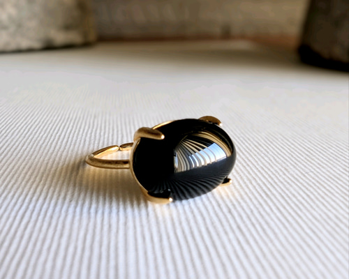 ODIUM blackl ブラックメタル All Black ワンドリング ブラックオニキス 10x14mm タイプ | Nando Jewelry