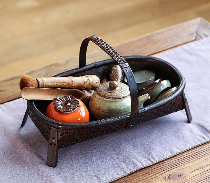 お茶の収納ボックス☆藤編☆美術工芸品☆茶道具☆手作り （民芸