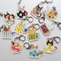 受注制作 全36種から選べる！アクリルキーホルダー(a cup of cat