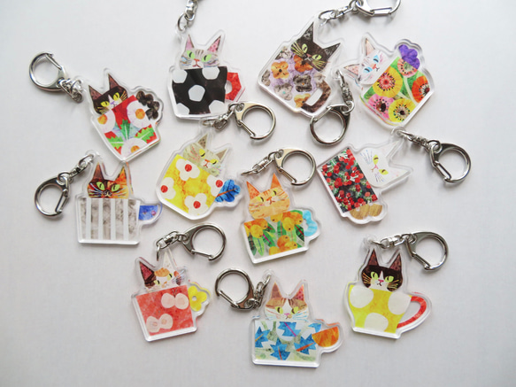 受注制作 全36種から選べる！アクリルキーホルダー(a cup of cat