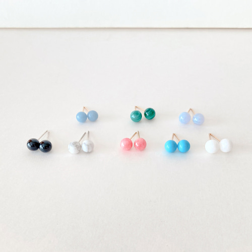 MITOMIN 球体デザイン ピアス 球体ピアス ◇ 丸い石のピアスたち ◇ ピアス（スタッド・一粒