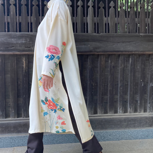加賀友禅kimonoのアオザイ風トップス チュニック watahanaブラウス 