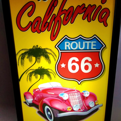 カリフォルニア ルート66 アメ車 旧車 ドライブ ヤシの木 アメリカン雑貨 サイン 看板 置物 LEDライトBOX 2枚目の画像