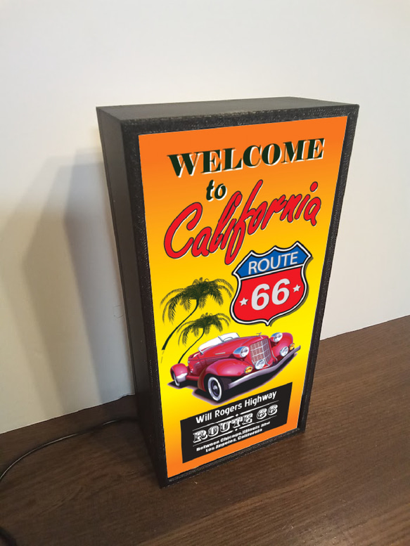 カリフォルニア ルート66 アメ車 旧車 ドライブ ヤシの木 アメリカン雑貨 サイン 看板 置物 LEDライトBOX 4枚目の画像