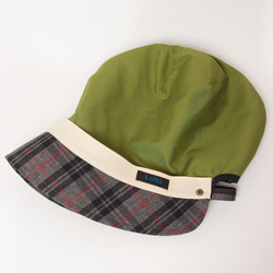 ピッコロフリー・リネン・チェック/フリーサイズ UV たためる帽子 風に飛ばない帽子　 8枚目の画像