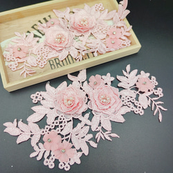 ピンク 花柄刺繍 4点セット C65