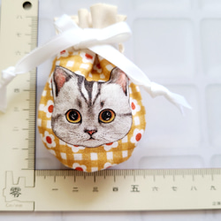 猫さん柄が可愛い、ミニミニまんまる巾着袋【送料無料】 4枚目の画像