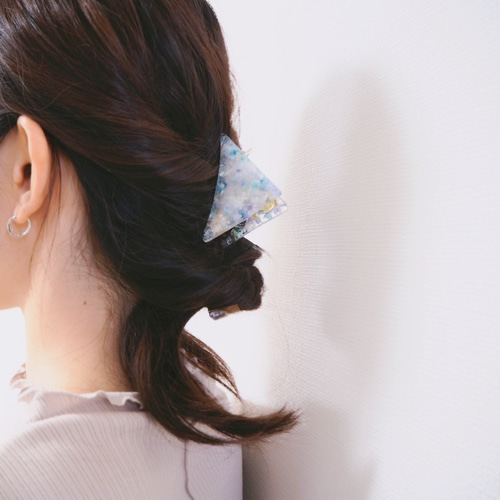 ビオラとお花のバンスクリップ 紫陽花 ドライフラワー 押し花 結婚式  