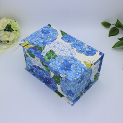 【受注制作】紫陽花！　カルトナージュ♪　オシャレなマスクボックス（ COTTAGE BLEU/紫陽花　オフホワイト） 1枚目の画像