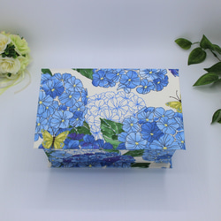 【受注制作】紫陽花！　カルトナージュ♪　オシャレなマスクボックス（ COTTAGE BLEU/紫陽花　オフホワイト） 3枚目の画像