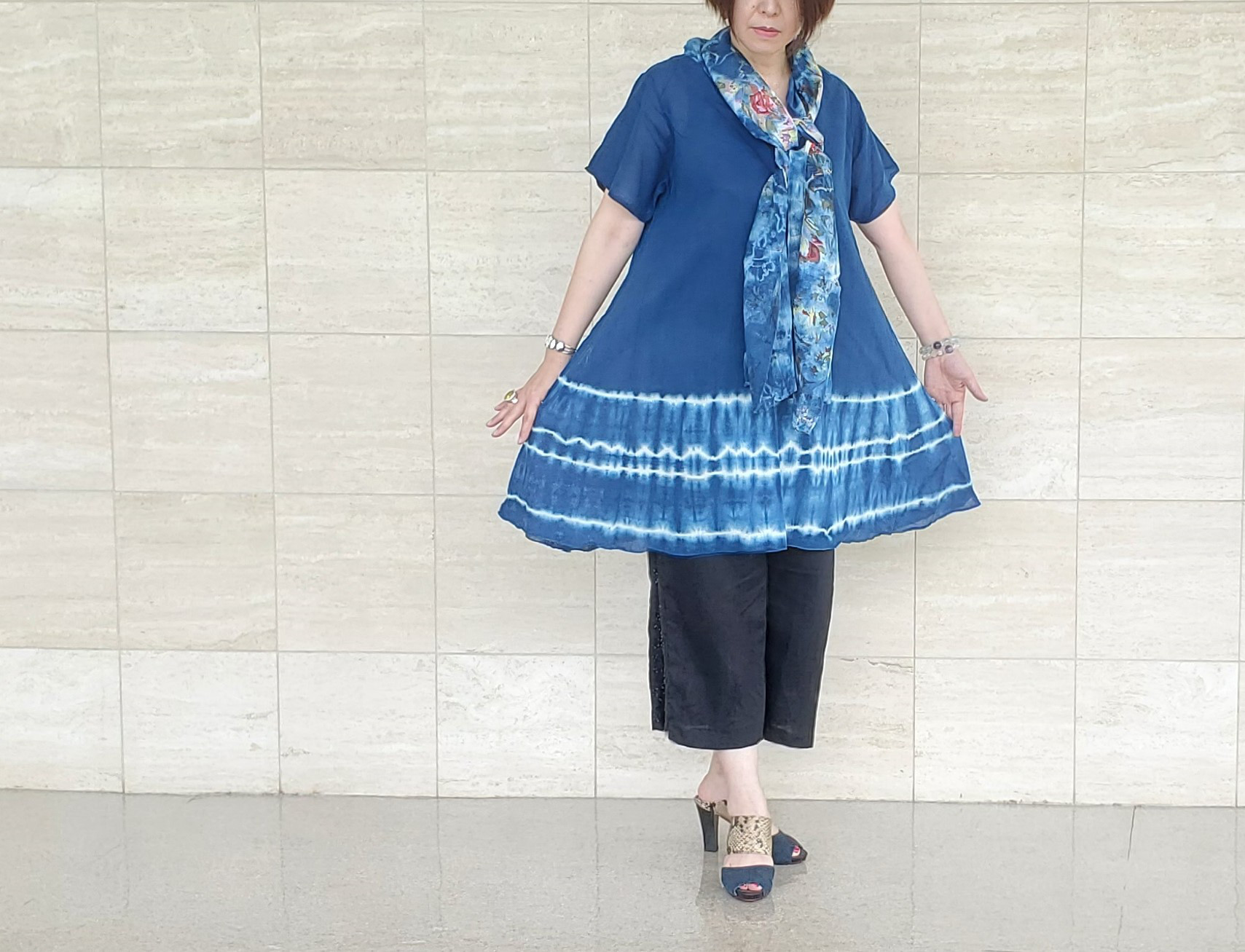 藍染めワンピース（ハンドメイド）