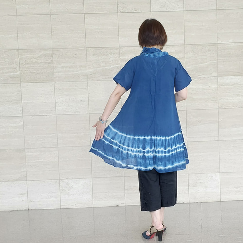 定価¥25,000- 藍染め　チュニック　日本製　国産　ワンピース　藍染　作家 楽天市場】チュニック きれいめ おしゃれ ワンピース レディース