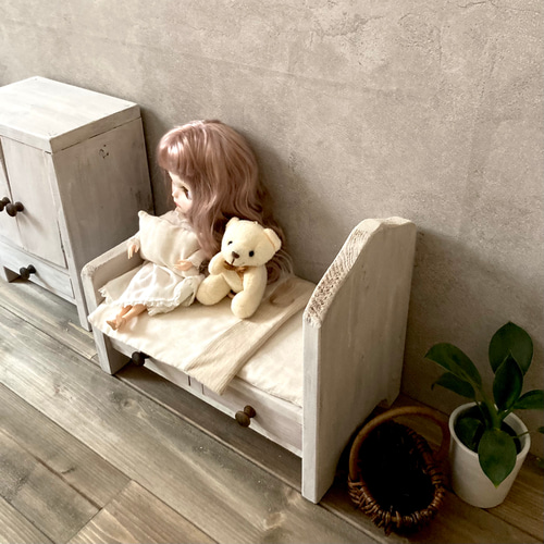 ドールベッド アクセサリー収納 木製 引き出し収納 ティッシュカバー