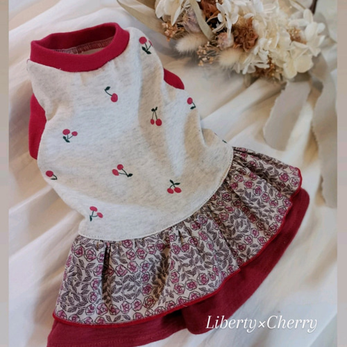 ハンドメイド ワンピース リバティ スリーピングローズ ペット服