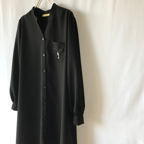 ECU/Delphoi/エキュウ/デルフィー 総刺繍 ワンピース 日本製 黒 メキシコ刺繍 ワンピース | KAroba