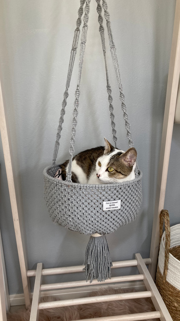 猫用　ハンモック　ベッド　マクラメ編み 7枚目の画像